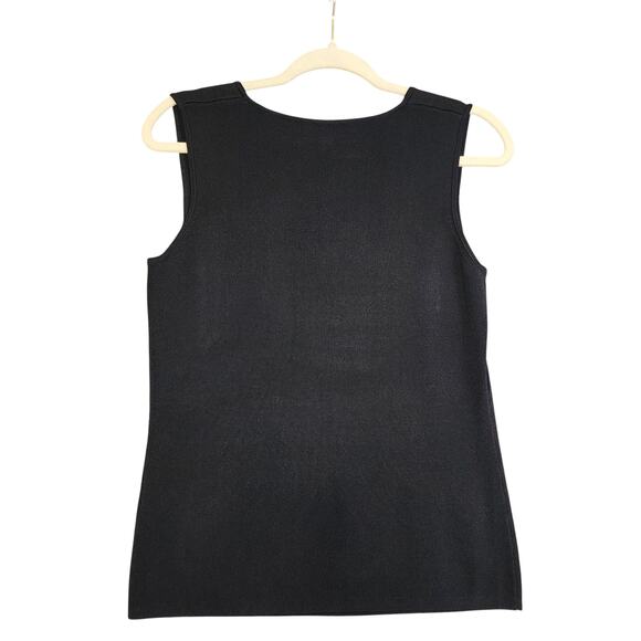 Joseph A Womens Vintage Ribbed Square Neck Tank Top Size Medium Black Stretch - Picture 3 of 8